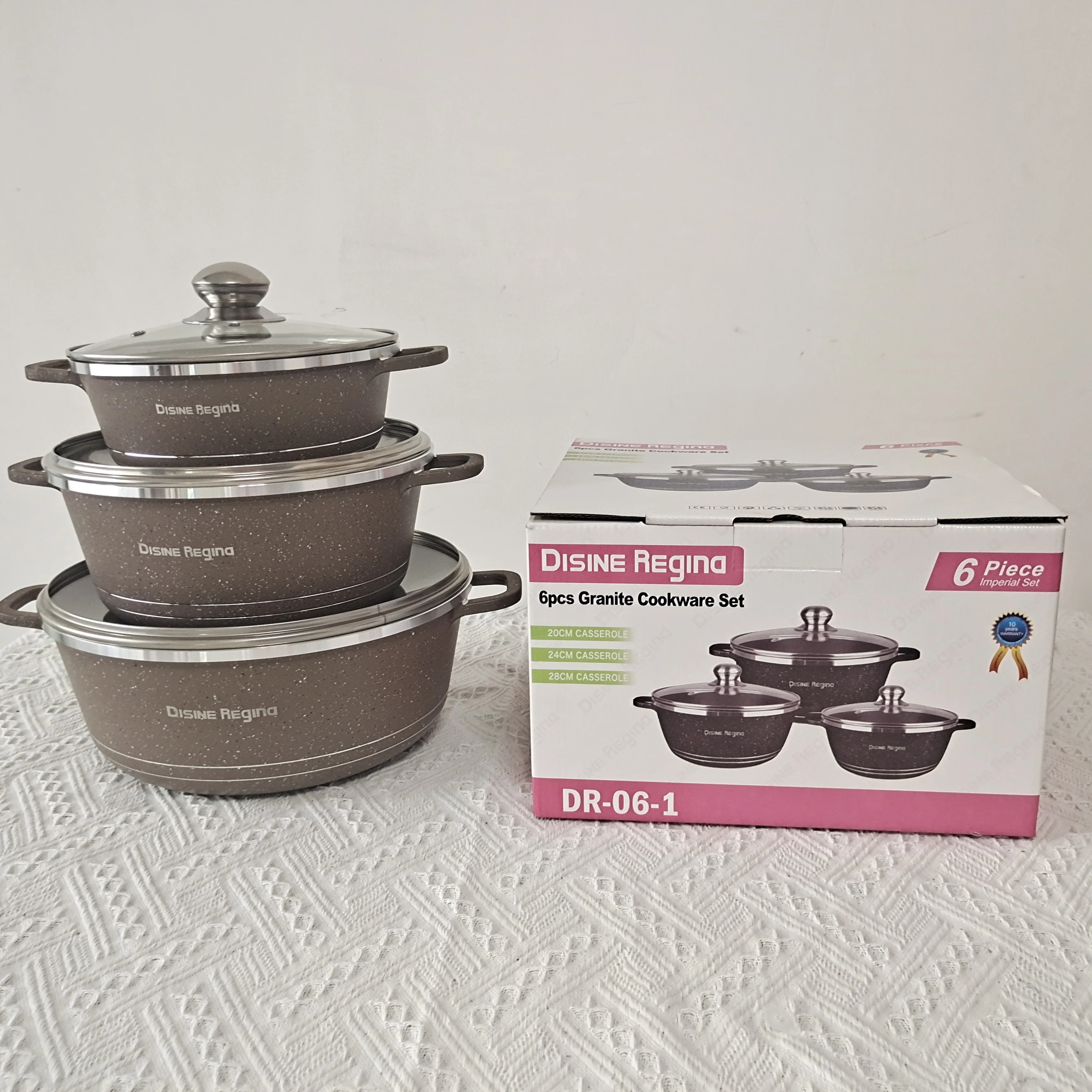 Master Star Disine 6pcs/set Cast Aluminum 20/24/28cm Casseroles Set Non-Stick Sauce Pot Cookware induction Cooker color box