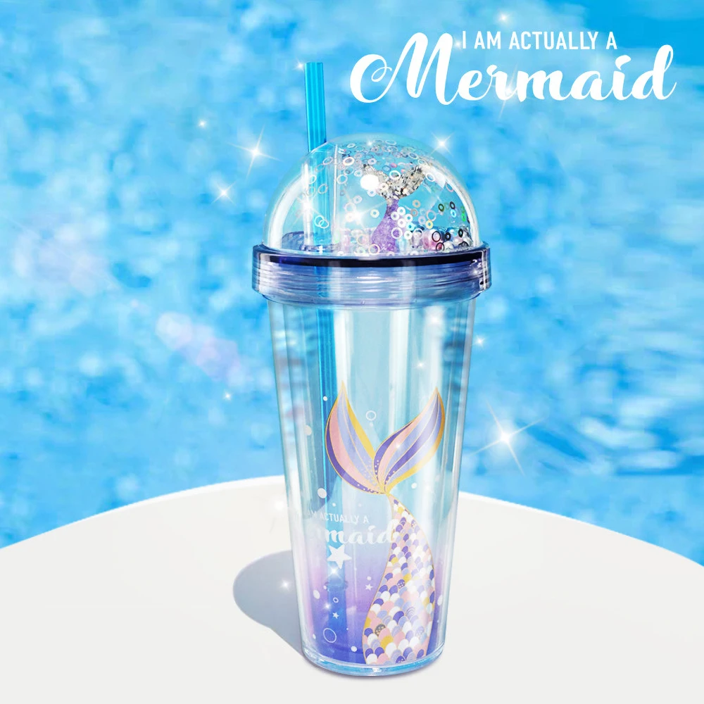Sea-maid New Fancy Promotional Design Custom Eco-friendly Multicoloured Unicorn Plastic Tumbler Cup Summer Plastic Juice Cup