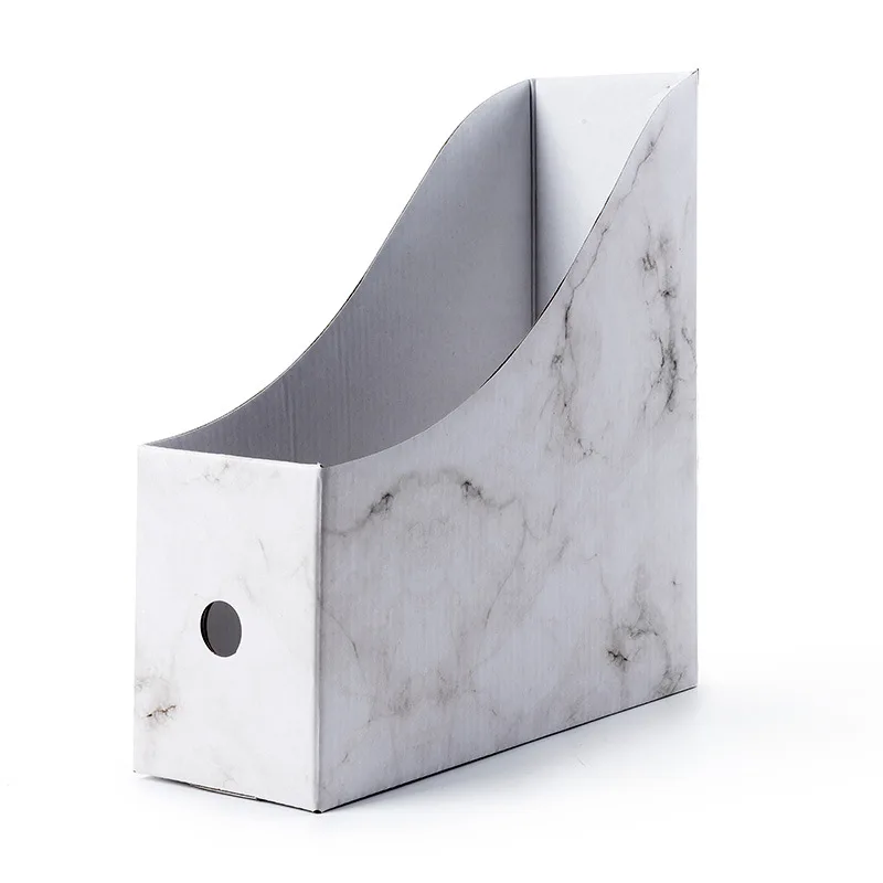 Одиночная складная коробка для хранения бумаги из крафт-бумаги, мраморный узор, стойка для журналов