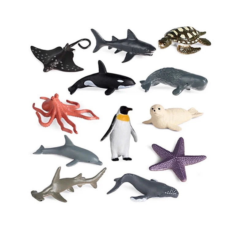 With family name card solid simulation PVC model learning gift early education sea animals toys