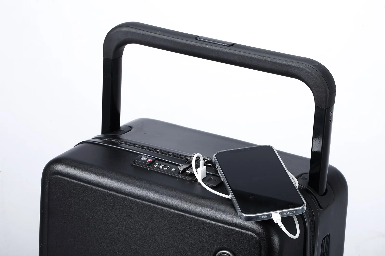 20-inch trolley boarding case abs pc hard shell high quality spinner wheels TSA lock with USB charging and double component