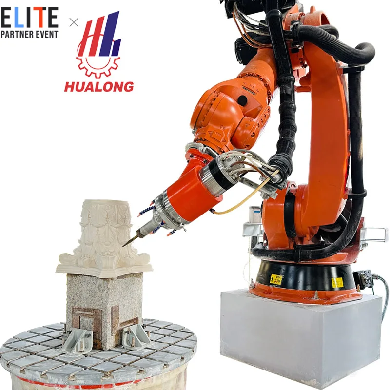 HUALONG machinery  marble stone carving engrave 7 Axis Robot Arm CNC 3d sculpture engraving