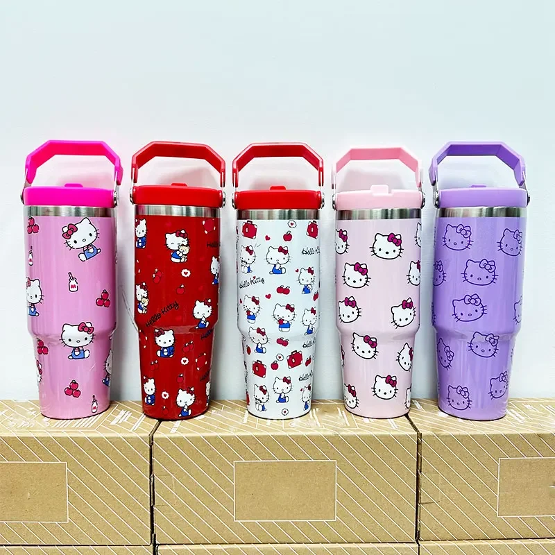 Newest anime Kawaii Cartoon Stainless Steel Tumbler Thermal Travel Mug With Handle Custom 20 30 40 oz Cup With Logo