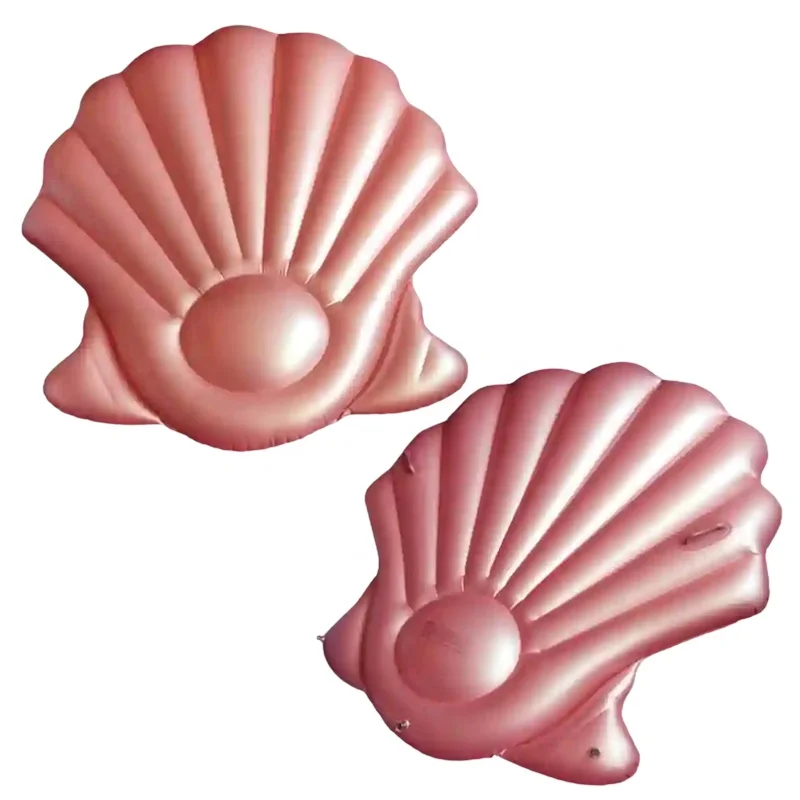 Pink Scallops Row Eco-friendly Water Mattress Swimming Rings Sea Inflatable Floating Raft Pool Transparent Water Entertainment