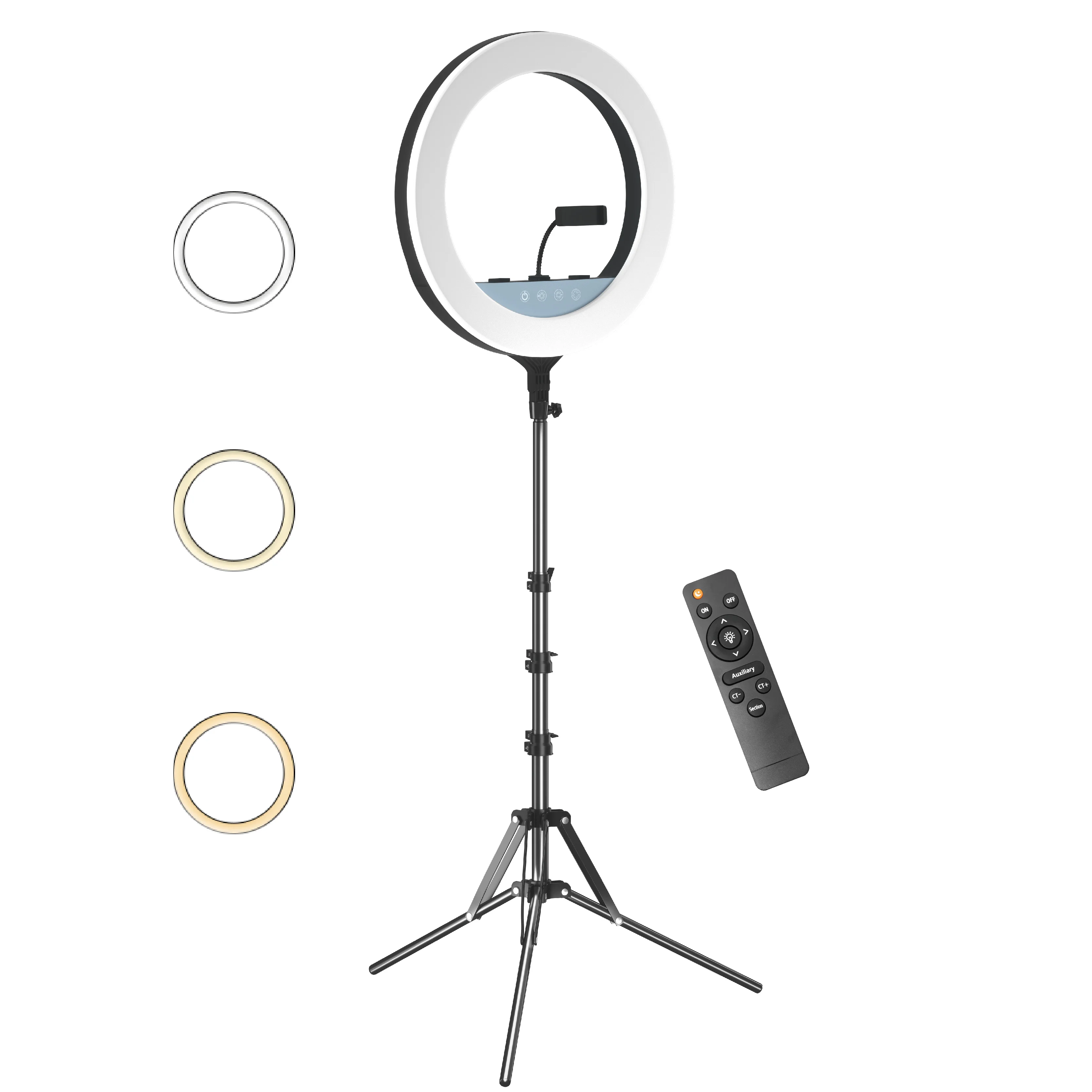 Hot Sales 3 level brightness  18 inch professional big giant photography LED selfie ring light with tripod stand