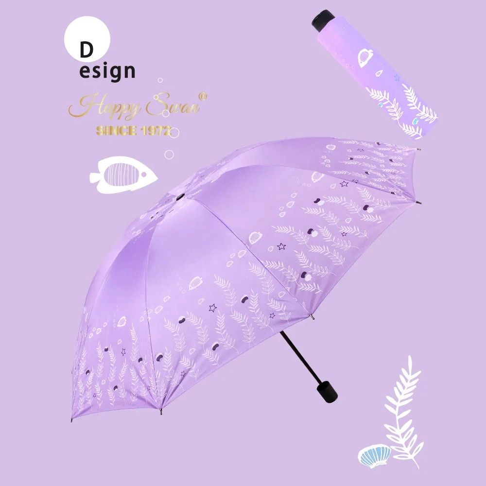 Happy Swan 3 fold big size 10 ribs sun and rain reverse umbrella