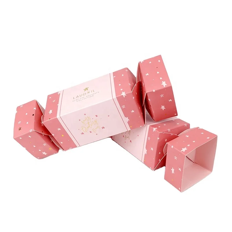 Custom design high quality Christmas cracker paper folding gift box for cosmetic false eyelash packaging