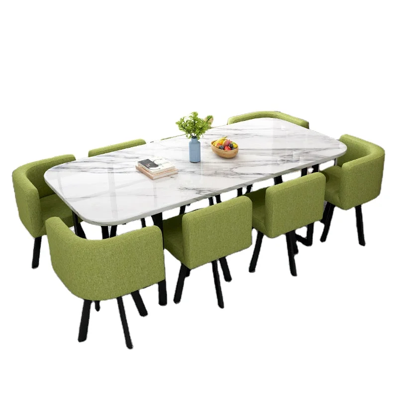 Dining chair dining table glass marble dining table set Nordic luxury modern home rock plate combination factory wholesale