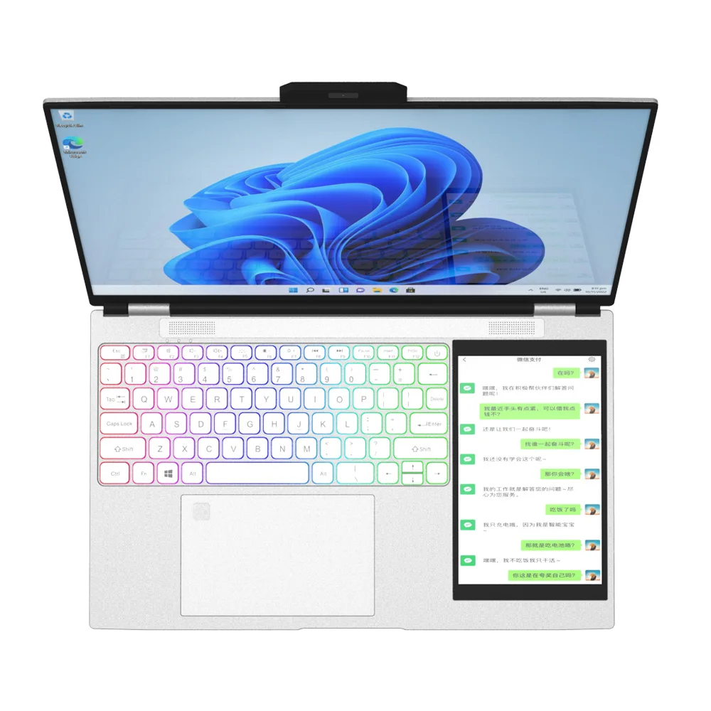 Ultra thin 15.6+7 inch Dual Touch Screen Laptop Win 11 Intel N5105 16GB SSD 128/256/512 GB 1TB  notebook with backlit keyboard