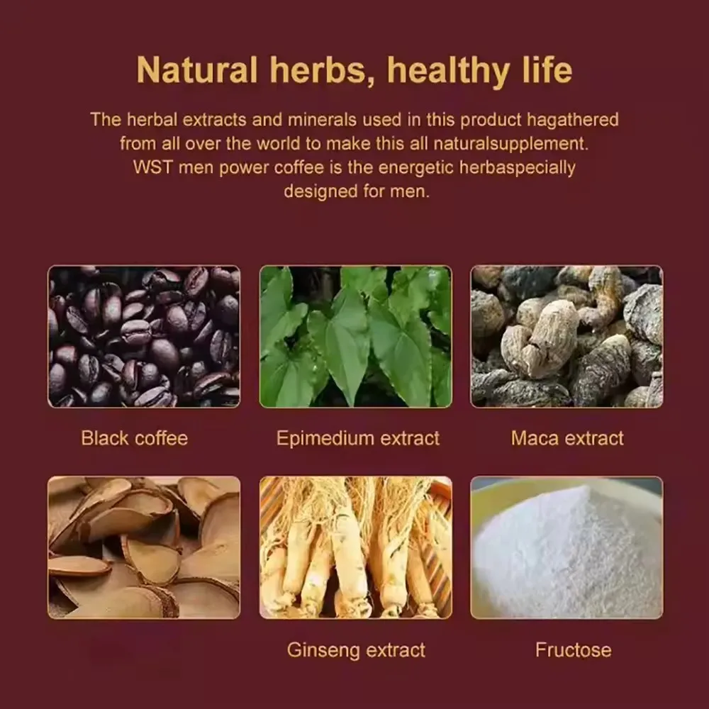 China manufacturer OEM/ODM Natural Energy Support herbal Male vitality Instant strong power men coffee Man Power maca coffee