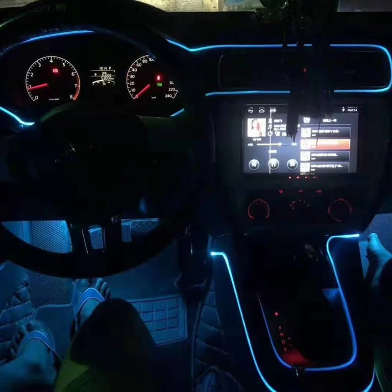 1M 3M 5M car EL Wire led strip Atmosphere light for DIY flexible AUTO interior Lamp Party decoration lights Neon strips 12V USB