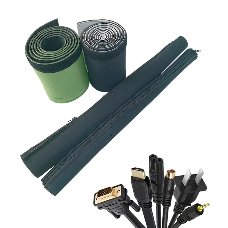 Custom Sizes Neoprene Cord Organizer Flexible Cable Sleeve Wrap Covers Wire Cable Management Sleeve