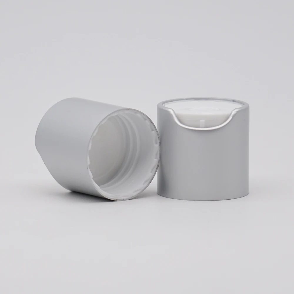 Various sizes matte Silver Plastic And Aluminum Disc Top Cap For Bottles Shampoo cap Wholesale