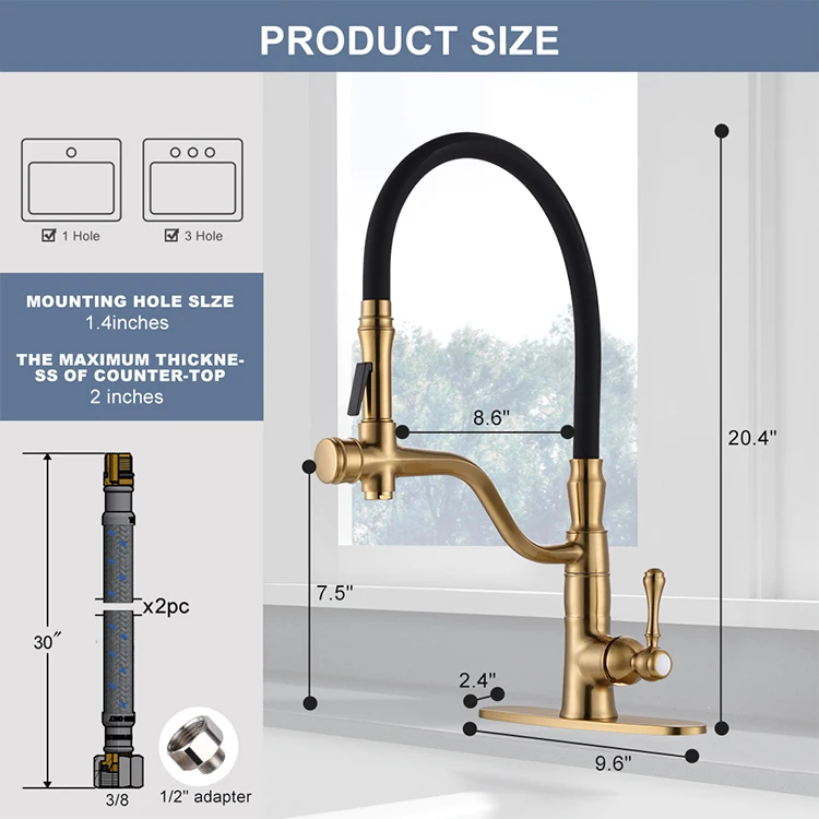 Brass Golden Kitchen Faucet Pull Down Sprayer Nozzle Hot Cold Water Mixer Tap Single Handle Kitchen Sink Taps