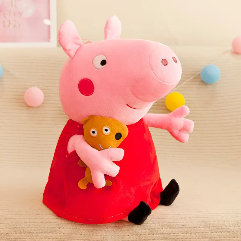 Soft Peppas Pig George Plush Toy Dad Mom Granny Grandpa Pig Stuffed Animal Doll Room Decoration Pillow Keychain Boys Kids Gift