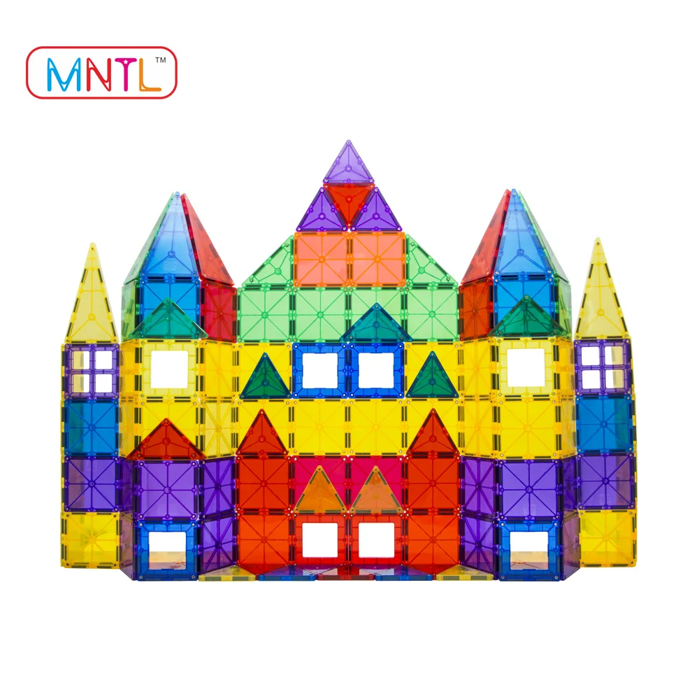 Дошкольного DIY magna плитки 100 шт. Ясно Цвет 3d Магнитная плитка Строительный набор разведки здания Конструкторы для детей