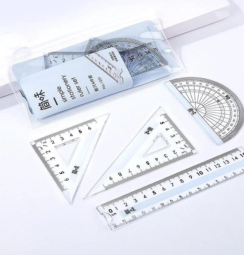 15cm4pieces straight ruler plastic scale ruler set high quality transparent ruler professional measuring tools school stationary