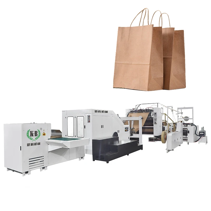 Полностью автоматическая машина XINKE для производства мешков из крафт-бумаги с веревочной ручкой для покупок/подарков/ресторанов
