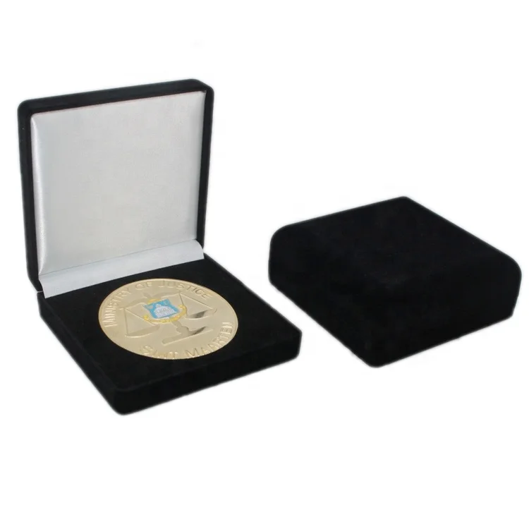Custom Promotional Gifts Premium Velvet Jewellery Packaging Boxes Storage Boxes Souvenir Gold Coin Medal Box