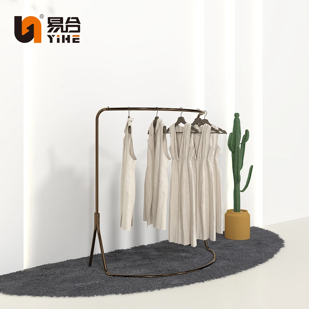 Modern minimalism style multi-functional clothing display rack stainless steel coat and hat rack for clothes chop