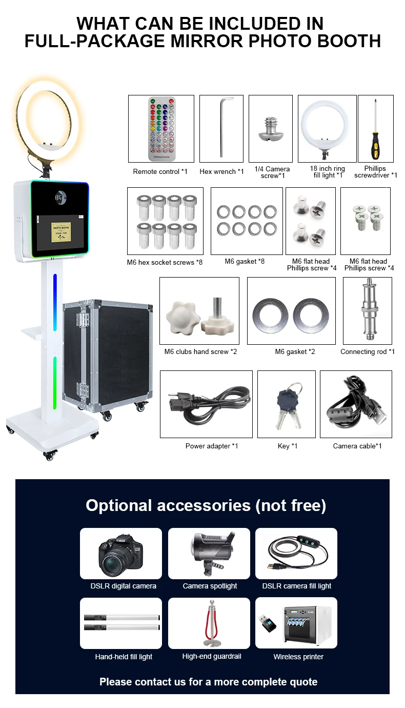 2024 DSLR Photo Booth 15.6Inch Touch Screen Build In Computer Selfie Magic Photo Booth Machine Light Weight