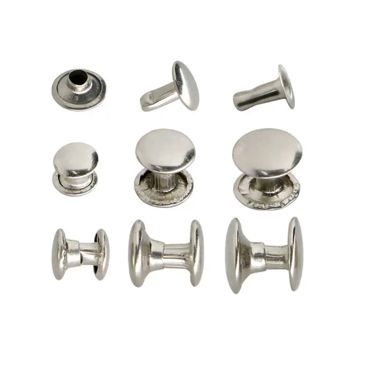 Custom  Metal Double Cap Rivets Studs Round Rivet for Leather Craft Bag Belt Garments Hat Shoes Pet Collar Decor