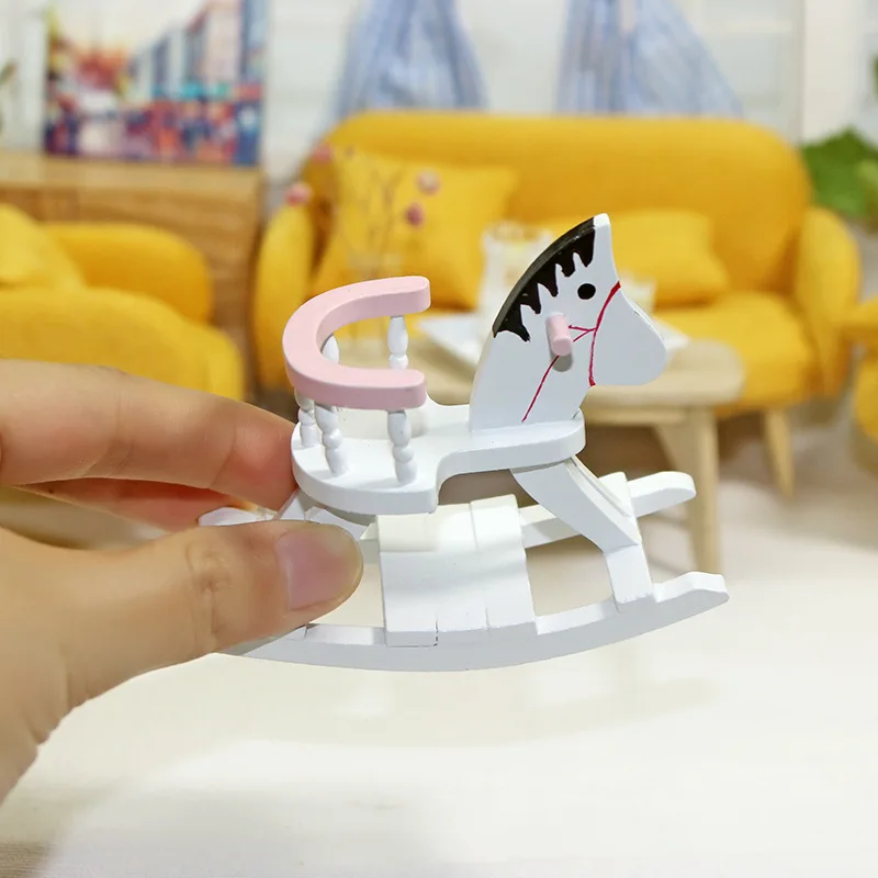 Factory Kids Play Role Miniature Decoration DIY Dollhouse Wooden Hobbyhorse Educational