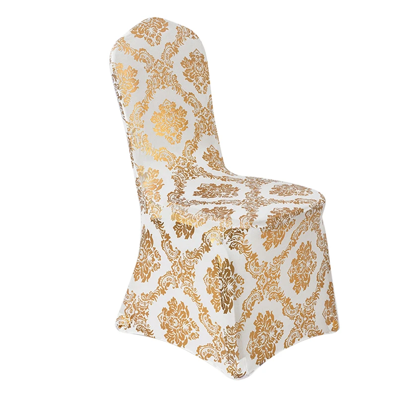 Bverionant Amazon Aliexpress Hot Event Bronzing Hotel Dining Stamping Flowers Banquet Chair Cover Folding Wedding Chair Covers