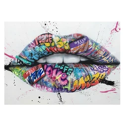 Teeth Lips Graffiti Art Canvas Painting Prints Wall Art Picture Home Decor Poster Colorful Lip Wall Art Poster