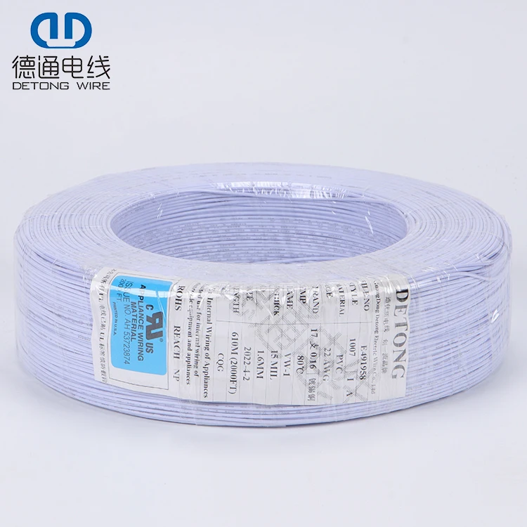 High Temperature Cable Pvc Insulated Low Voltage Flexible 16 18 20 22 24 26 Awg 1007 Electric Wire