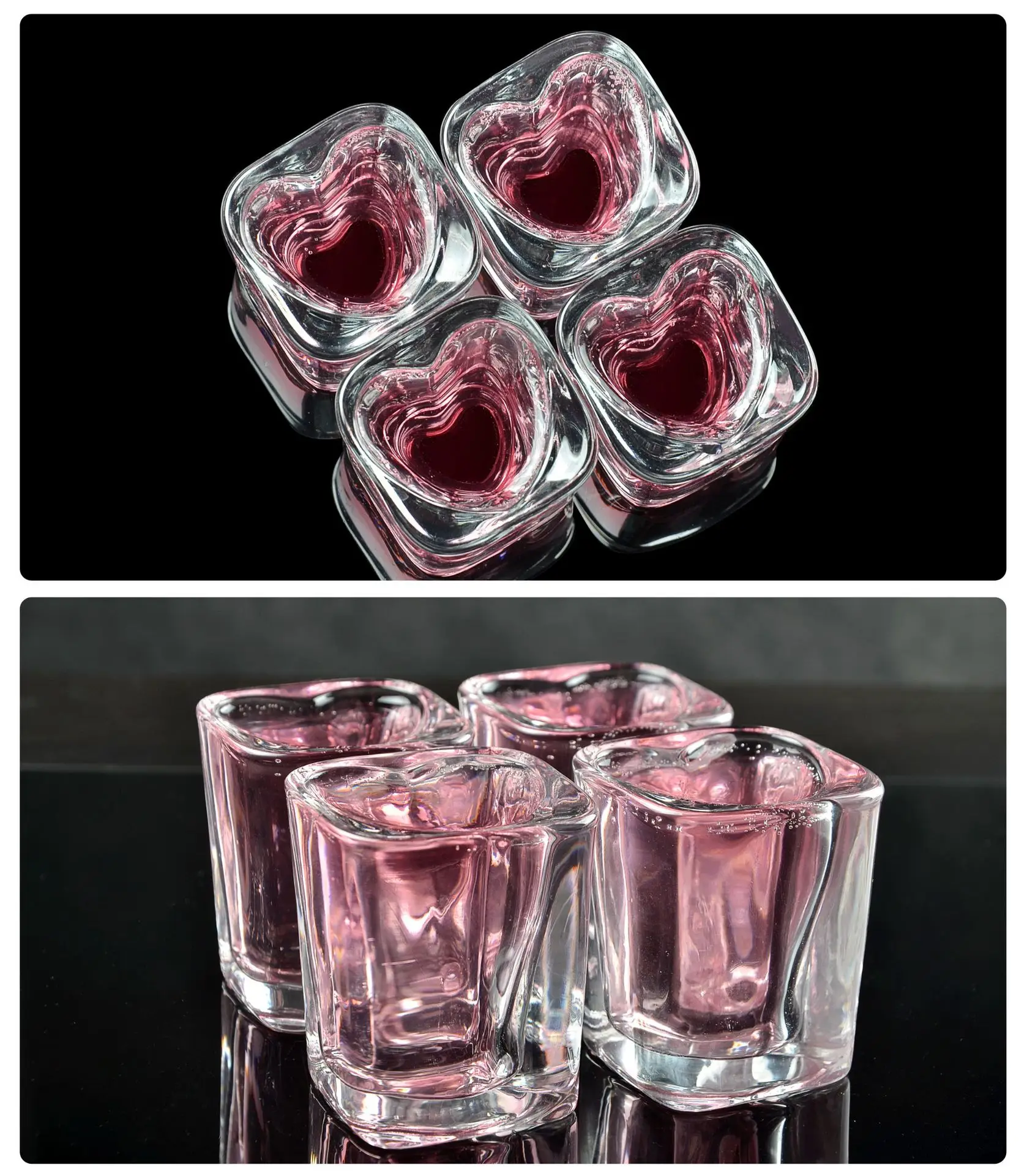 45ML KTV bar glasses thick love shape Square Glass cup wine shot glass
