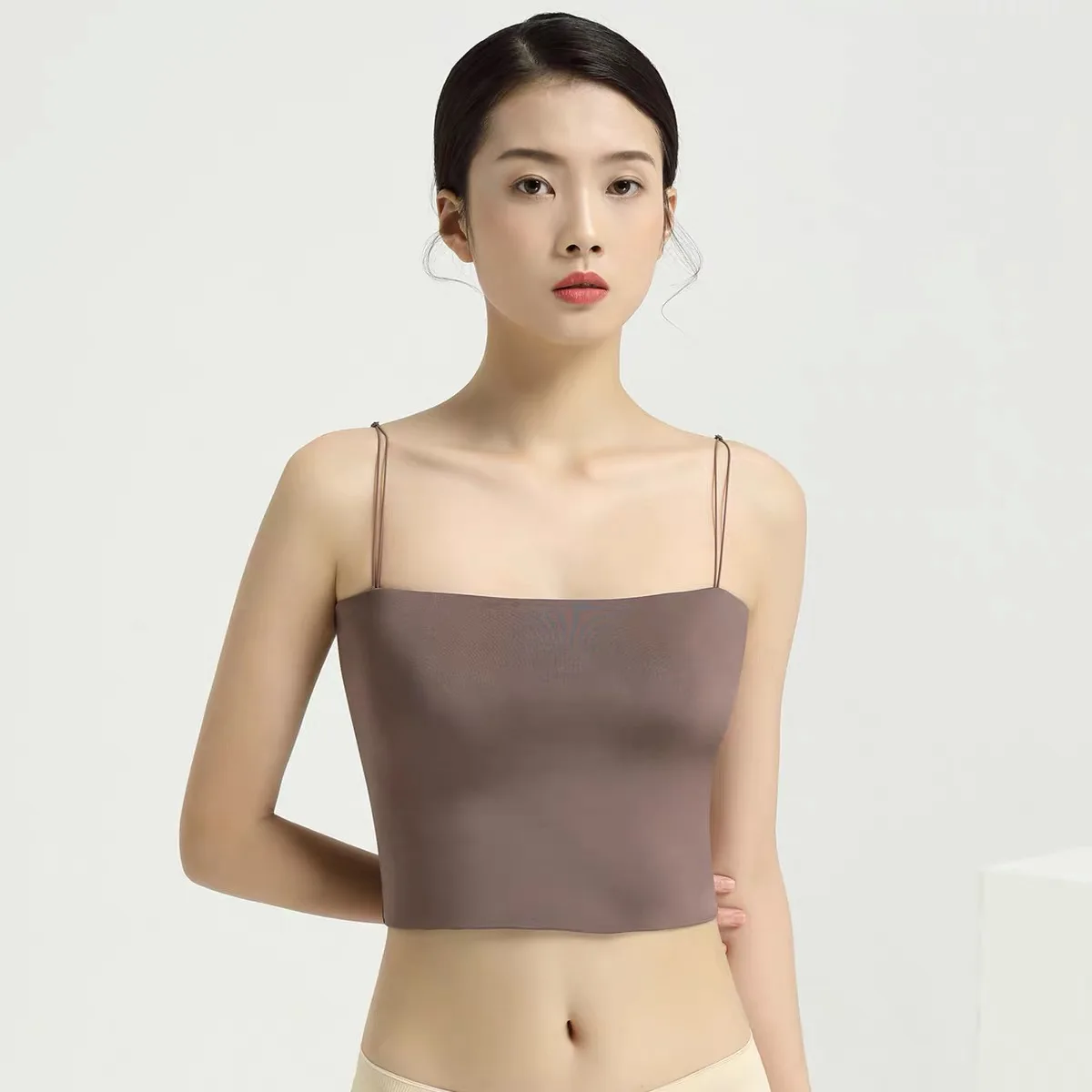 Женский бюстгальтер с двойными лямками и красивой спинкой, цельный бесшовный жилет из вискозы
