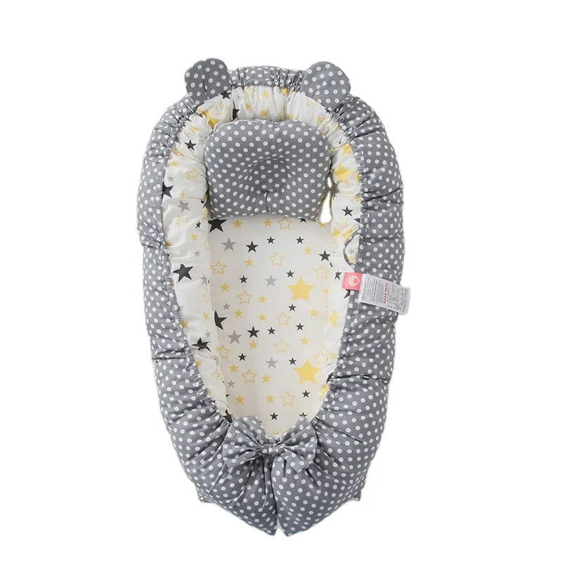 Детское гнездо для новорожденных с ручкой Съемный и моющийся шезлонг для новорожденных люлька с принтом детский шезлонг и гнездо детская кровать гнездо