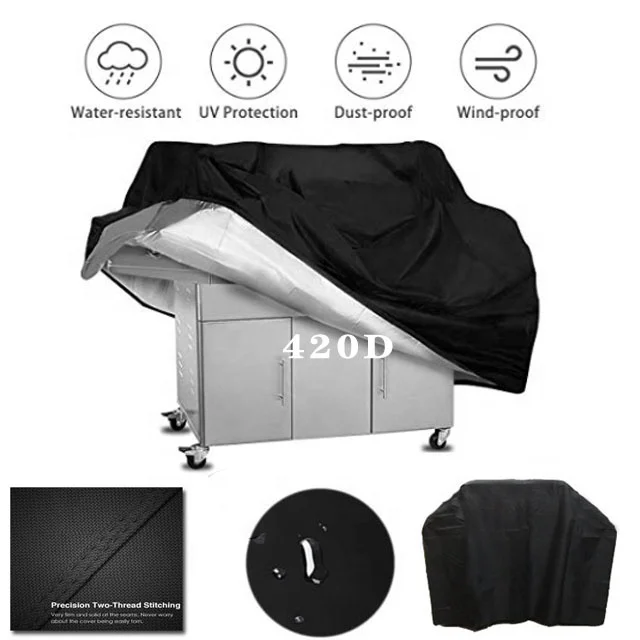 Outdoor waterproof oven cover UV proof barbecue cover 420D Oxford cloth black barbecue frame cover