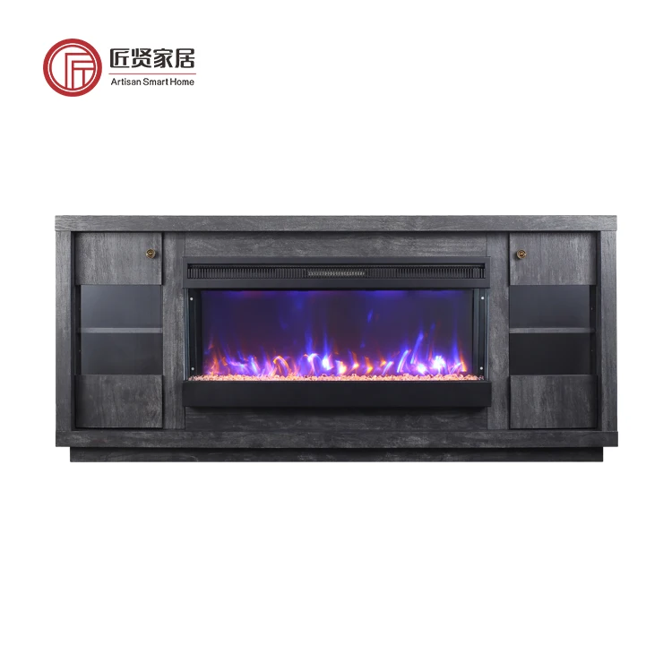65 Inch Living Room Furniture Modern TV Cabinet Media Console Fireplace TV Stand MDF TV Unit