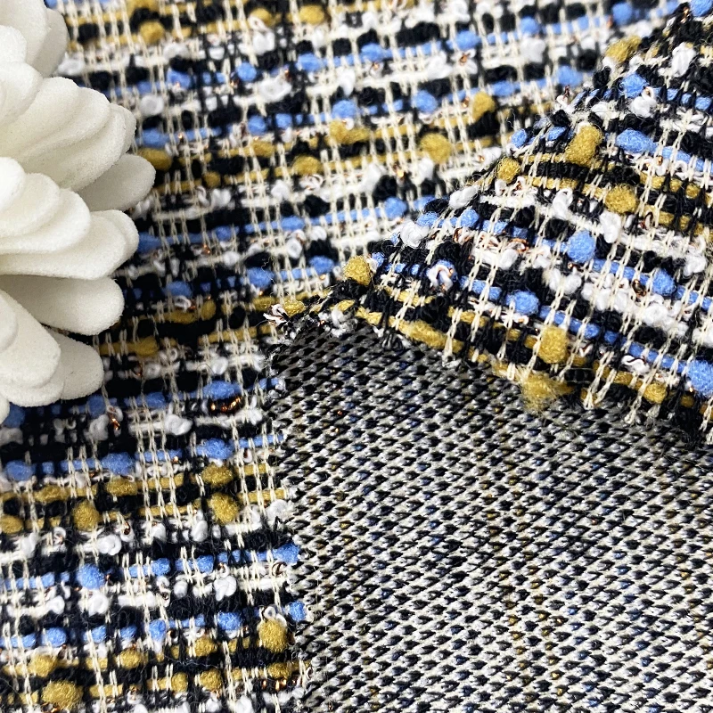 Harvest knitted polyester rayon spandex colorful boucle lurex tweed fabric for coat and jacket