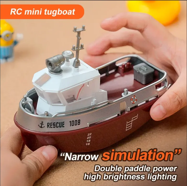 S820 RC Boat 2.4G 1/32 Powerful Dual Motors Wireless Electric Remote Control Tugboat Model Toys for Kids Gift
