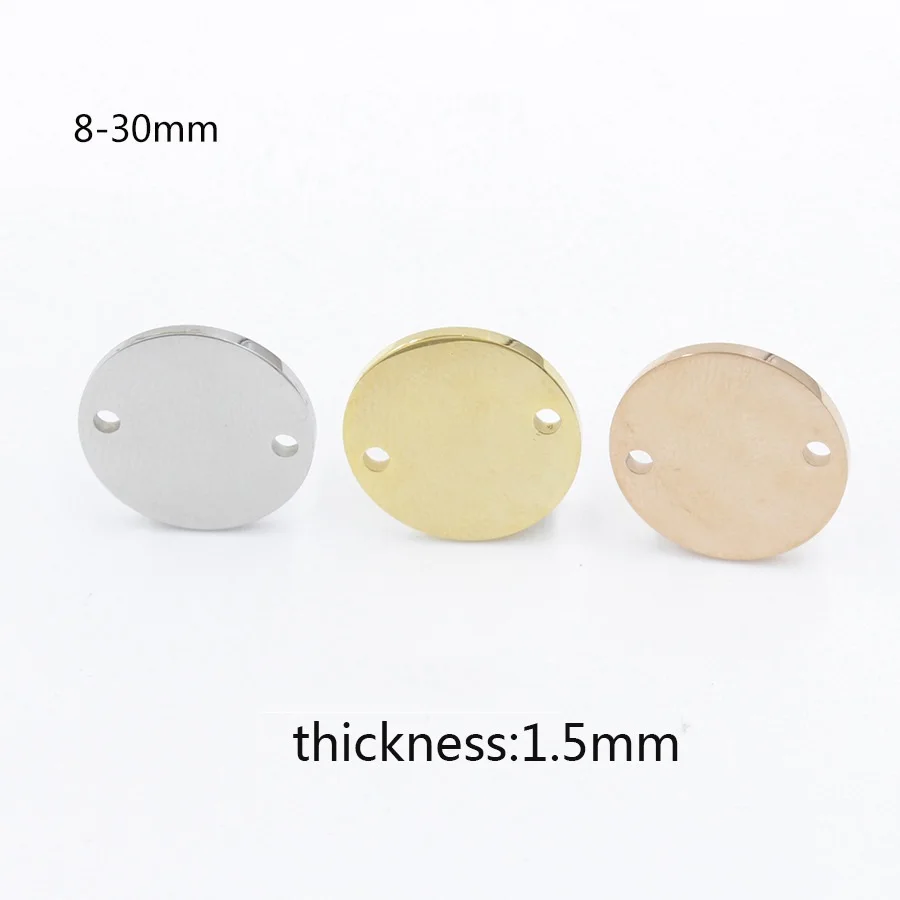 Stainless Steel Disc Charms Double Hole Connector Engraving Logo Round Pendant for Jewelry Making Customized