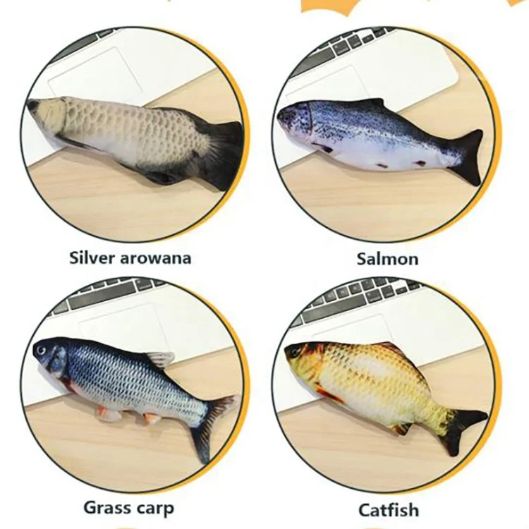 Realistic Plush Pet Simulation Electric Fish Funny Interactive Smart Automatic Fish Cat Toy