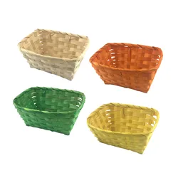 Bamboo Basket Decorative Small Basket Rectangle Shape Decoration Storage Natural Weaved Handmade Arts & Crafts Holder Gifts Pack