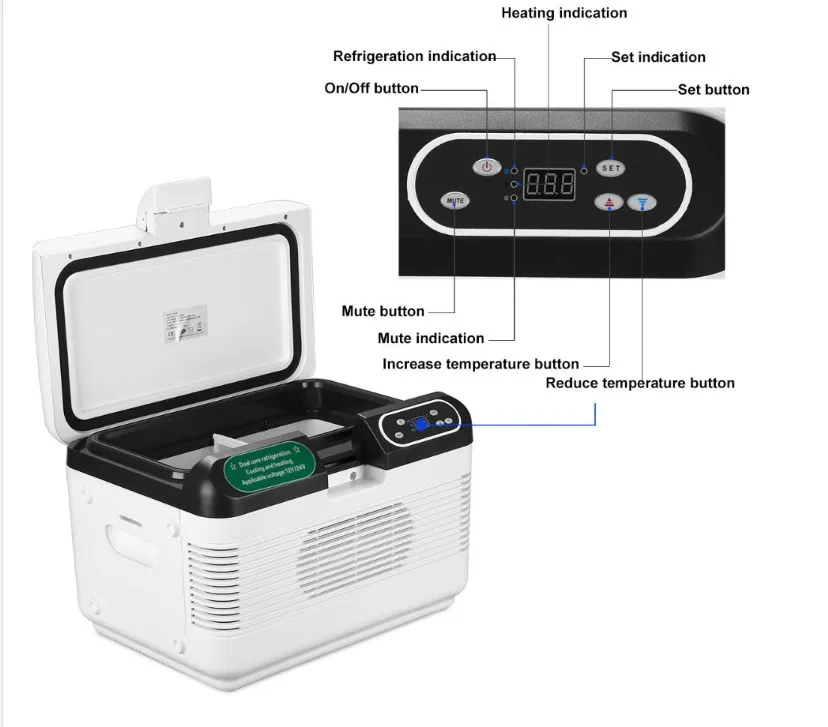 18L Portable Mini Fridge Car Fridge 12V 24V Outdoor Refrigerator Indoor Engine Compressor 60W Single Color with No Pattern 5.5kg