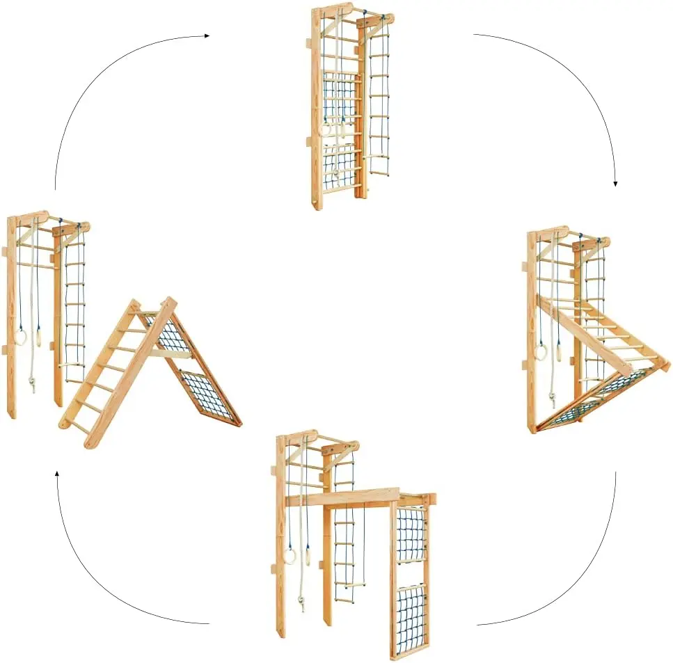 LM KIDS Swedish Ladder Wooden Yoga Wall Stall Bar Physical Therapy And Gymnastics Ladder