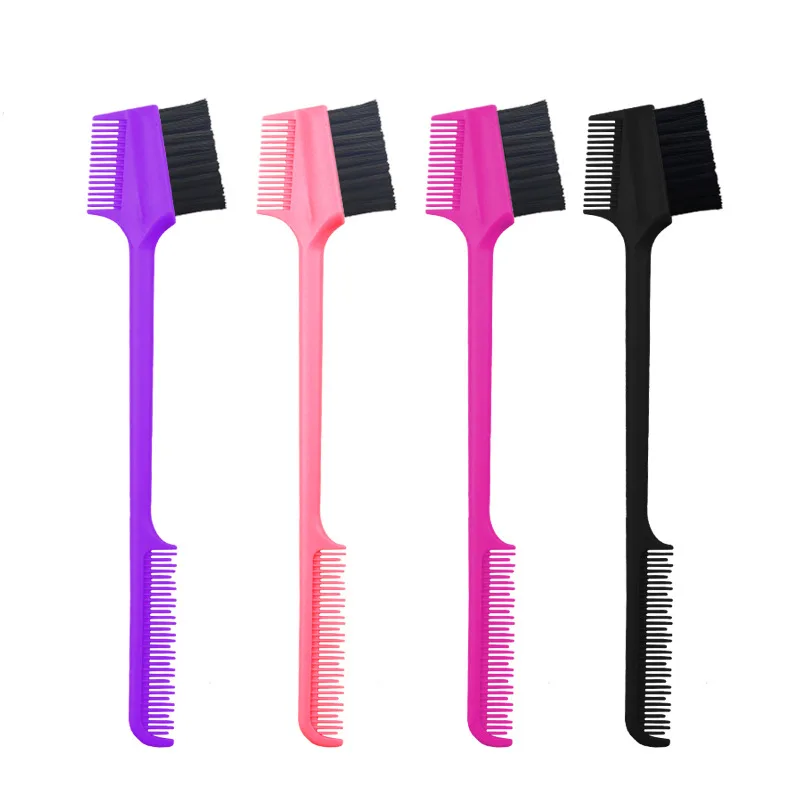 2021 New 2 in1Multi Color Hair Dressing Plastic Double Head Edge Control HairBrush Eyebrow Brush For Women