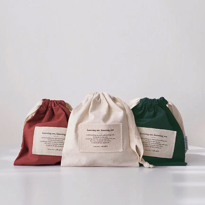 Dustproof Cheap Strong Fashion Gift Wedding Woven Label Cotton Linen Eco Reusable Bag Custom Logo Drawstring Bag With Label