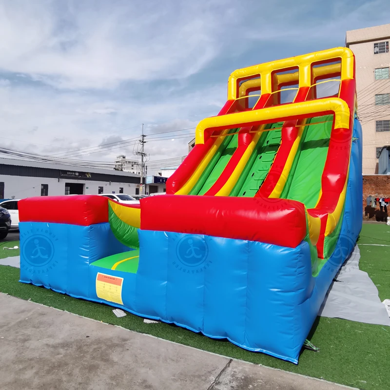 2023 Factory Wholesale Kids Amusement Park Equipment Inflatable Water Slides Three Lane Wet Slide For Sale
