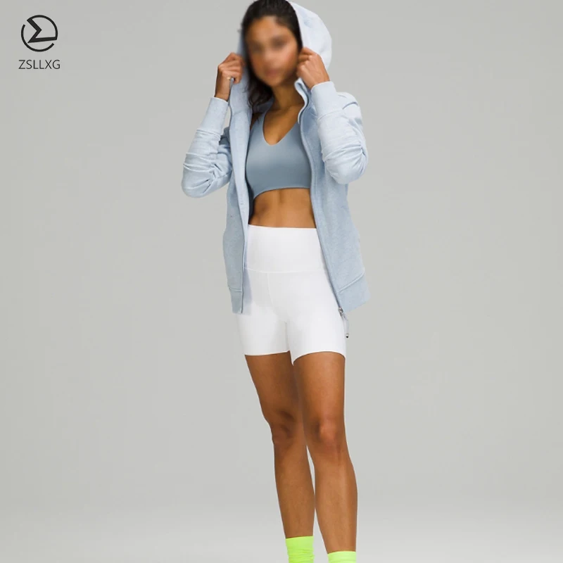 Customized Logo Women Yoga Cotton Zipper Hoodie Jacket Long Sleeve Thumb Hole Slim Fit Workout coats