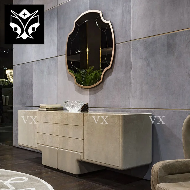 New design dinning furniture luxury metal wooden 6-drawers buffet cabinet white sideboard cabinet with storage