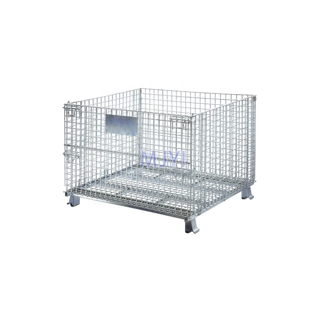 Heavy Duty Industrial Stackable Storage Containers Metal Pallet Cage