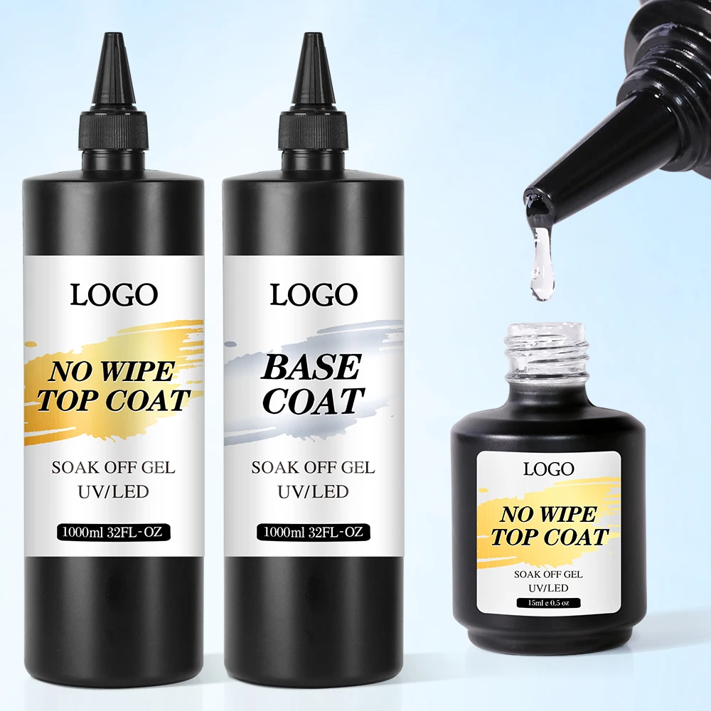 Nail Supplies Wholesale Gel Base And Top Coat 1kg Long Lasting Matte Top Coat High Shine No Wipe Top Coat Nail Polish