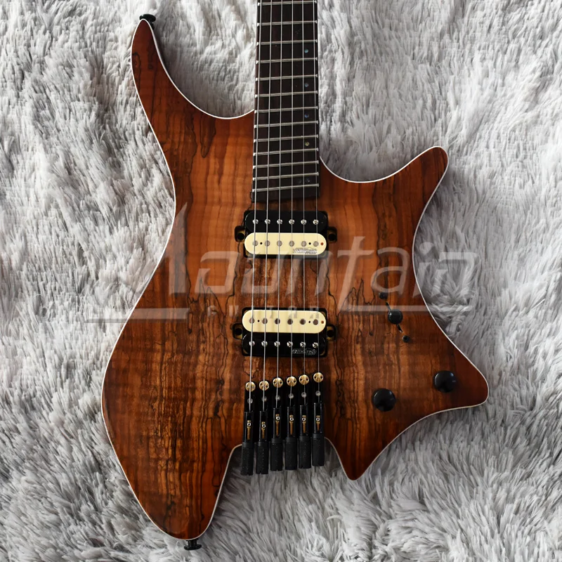
High Quality 6 string headless guitar fanned fret electric guitar mahogany body 9 pieces roasted maple neck 